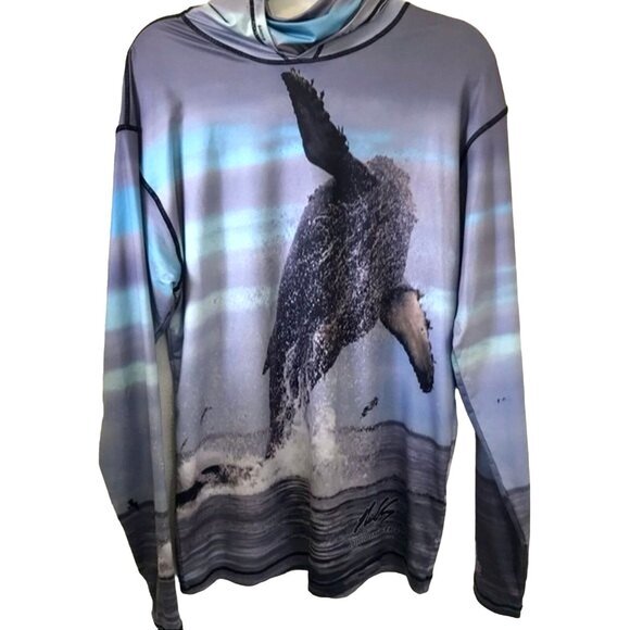 Oceancognito Men's Breech Whale Graphic Surf Dive Hoodie‎ Beach Outdoor. Size S - Picture 3 of 11